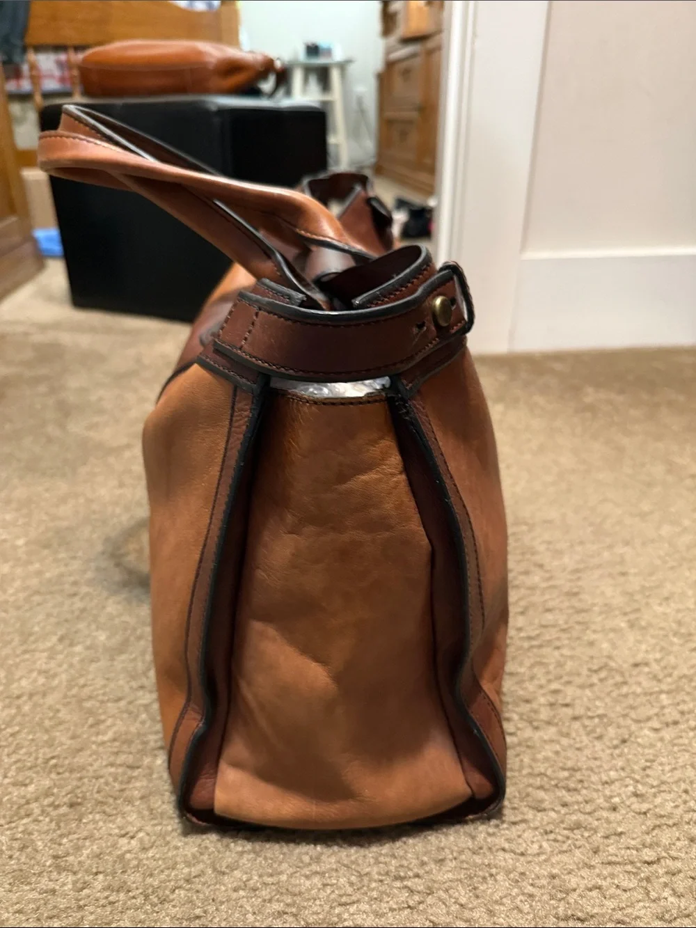 Fossil Two-Tone Brown Leather Tote Bag